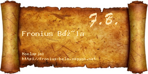 Fronius Béla névjegykártya